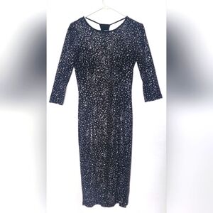 Sparkle & Fade Women's Black/Silver Sparkly Midi Dress. Size S